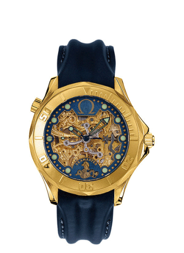 Omega Seamaster Diver 300M Automatic 41 Yellow Gold / Skeleton / Leather / 50th Anniversary